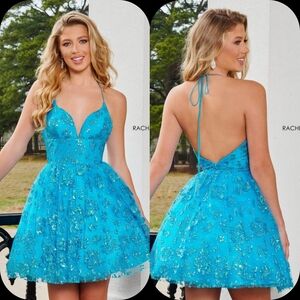 Rachel Allan Blue Sequin Dress